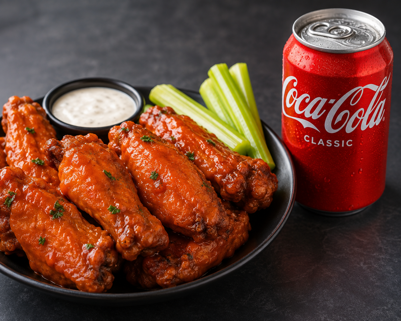 6pc Buffalo Chicken Wings + Soft Drink